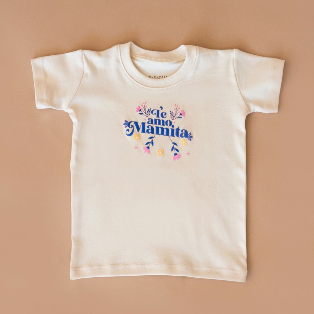 Te Amo Mamita, Organic Cotton Graphic Tee in Spanish. Made in Organic Pima cotton from Peru. Non-Toxic