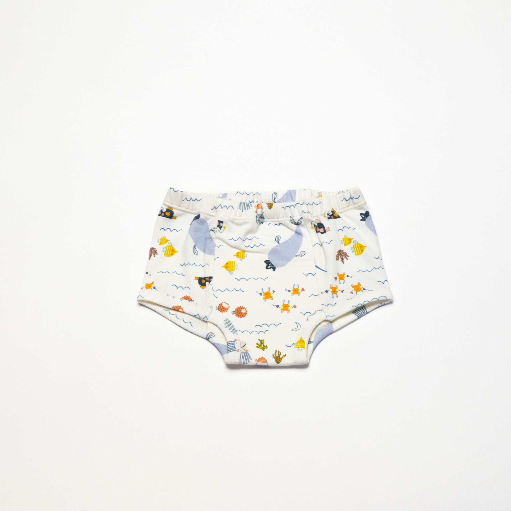 Organic Potty Training Underwear with animal prints on a white background