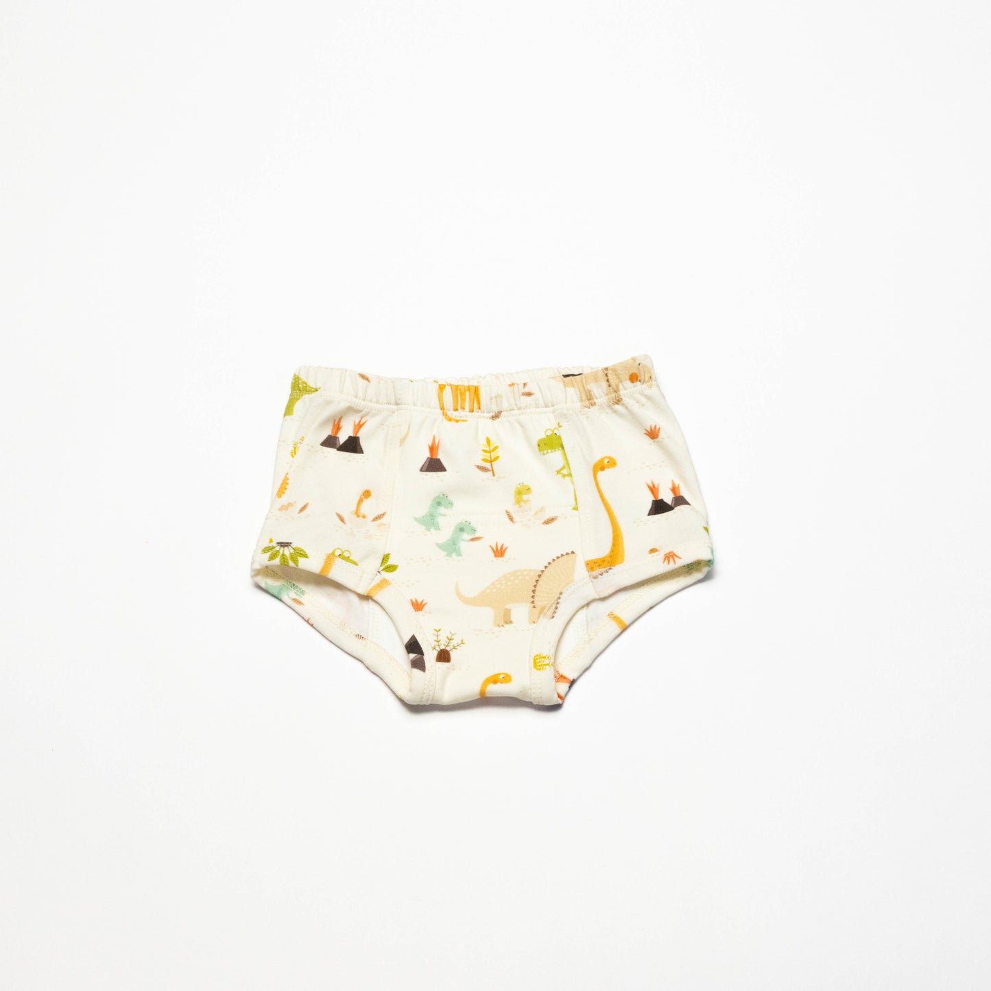 Organic Potty Training Underwear with dinosaurs prints on a white background