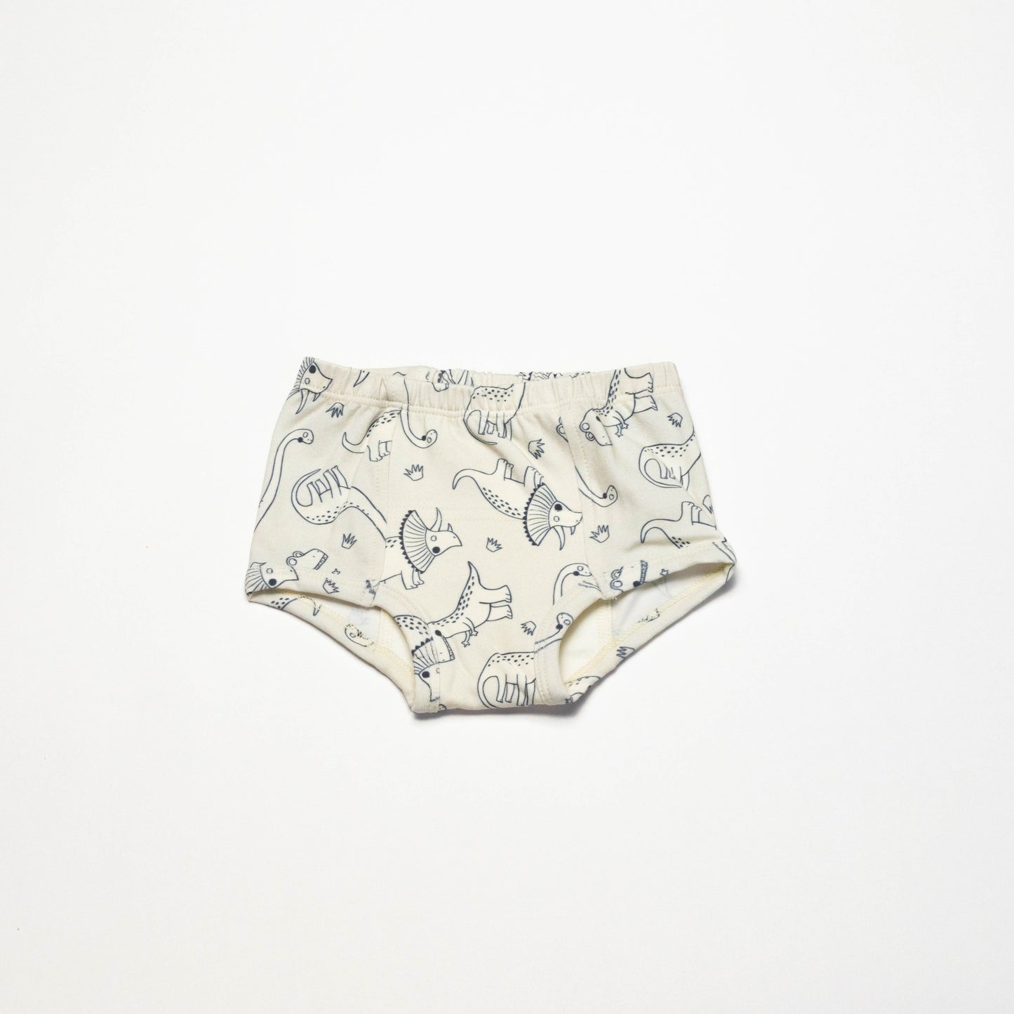 Organic Potty Training Underwear with dinosaurs prints on a white background