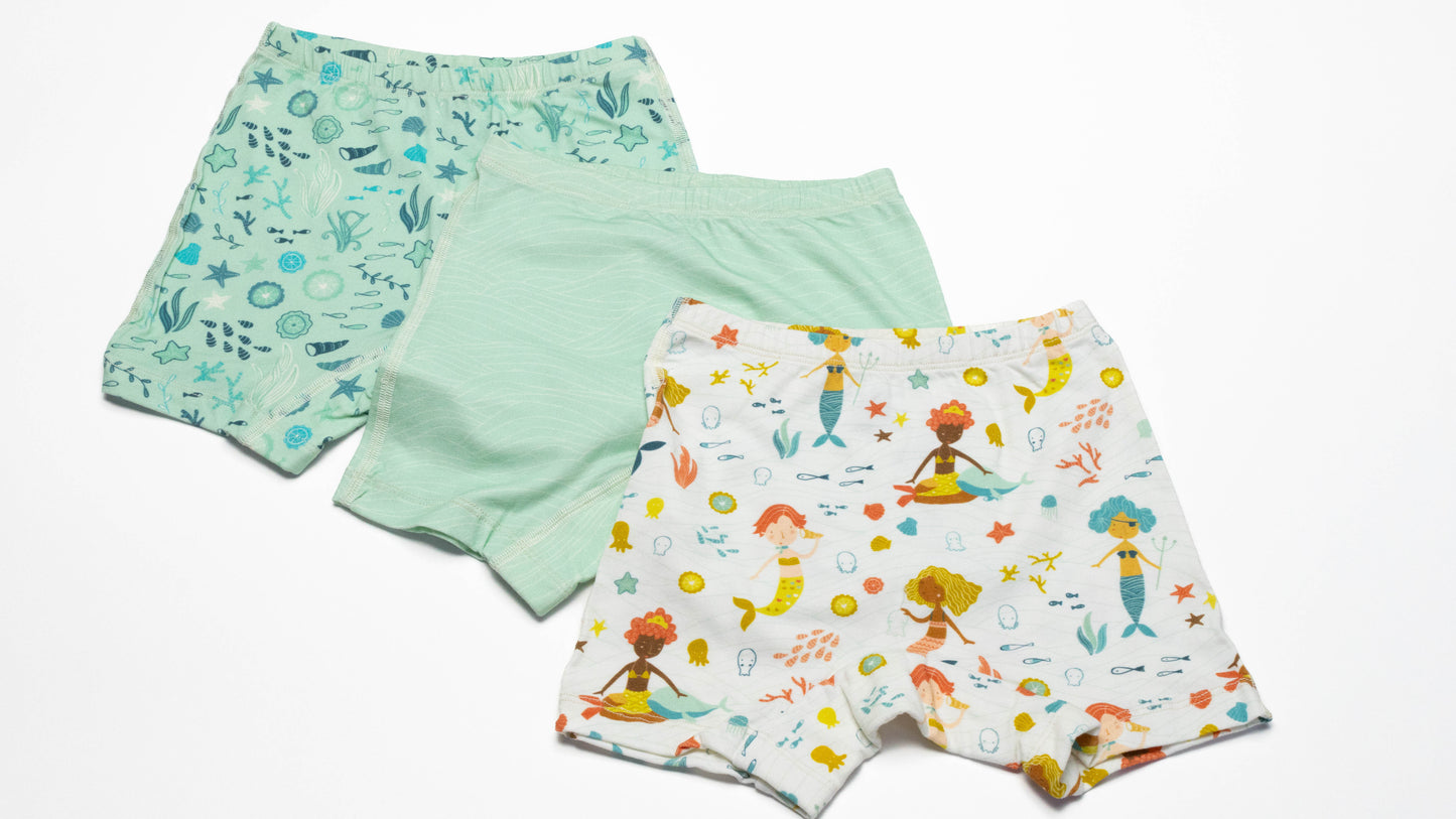 Organic cotton Mermaids Boxer Briefs for girls. Sensitive skin
