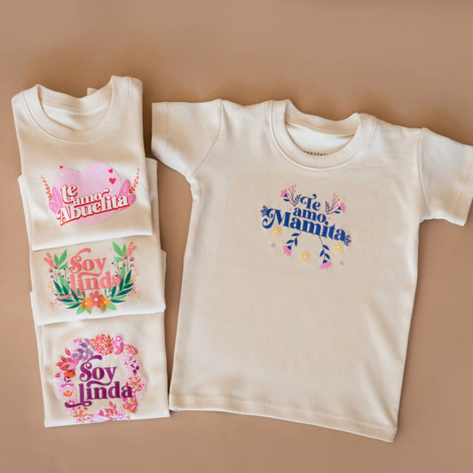 Te Amo Mamita, Organic Cotton Graphic Tee in Spanish. Made in Organic Pima cotton from Peru. Non-Toxic