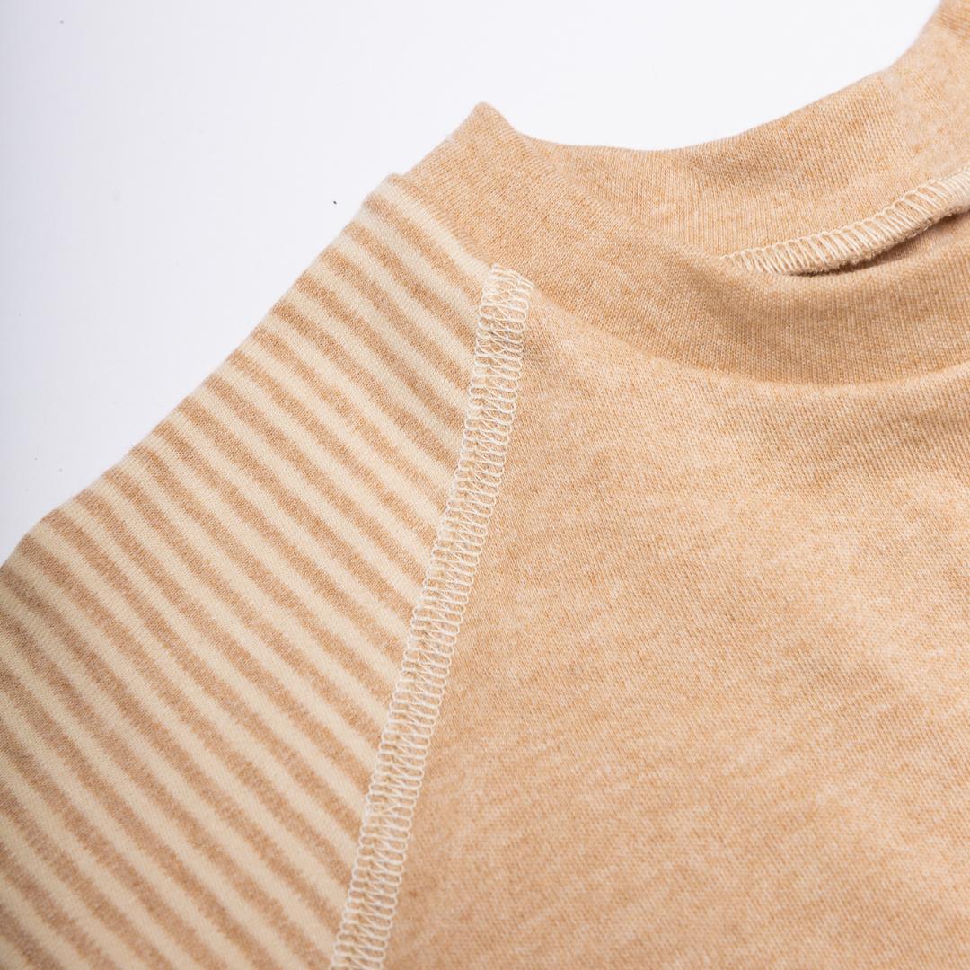 Stripe Organic Natural Colored Pima Cotton- Raglan Sleeves Top