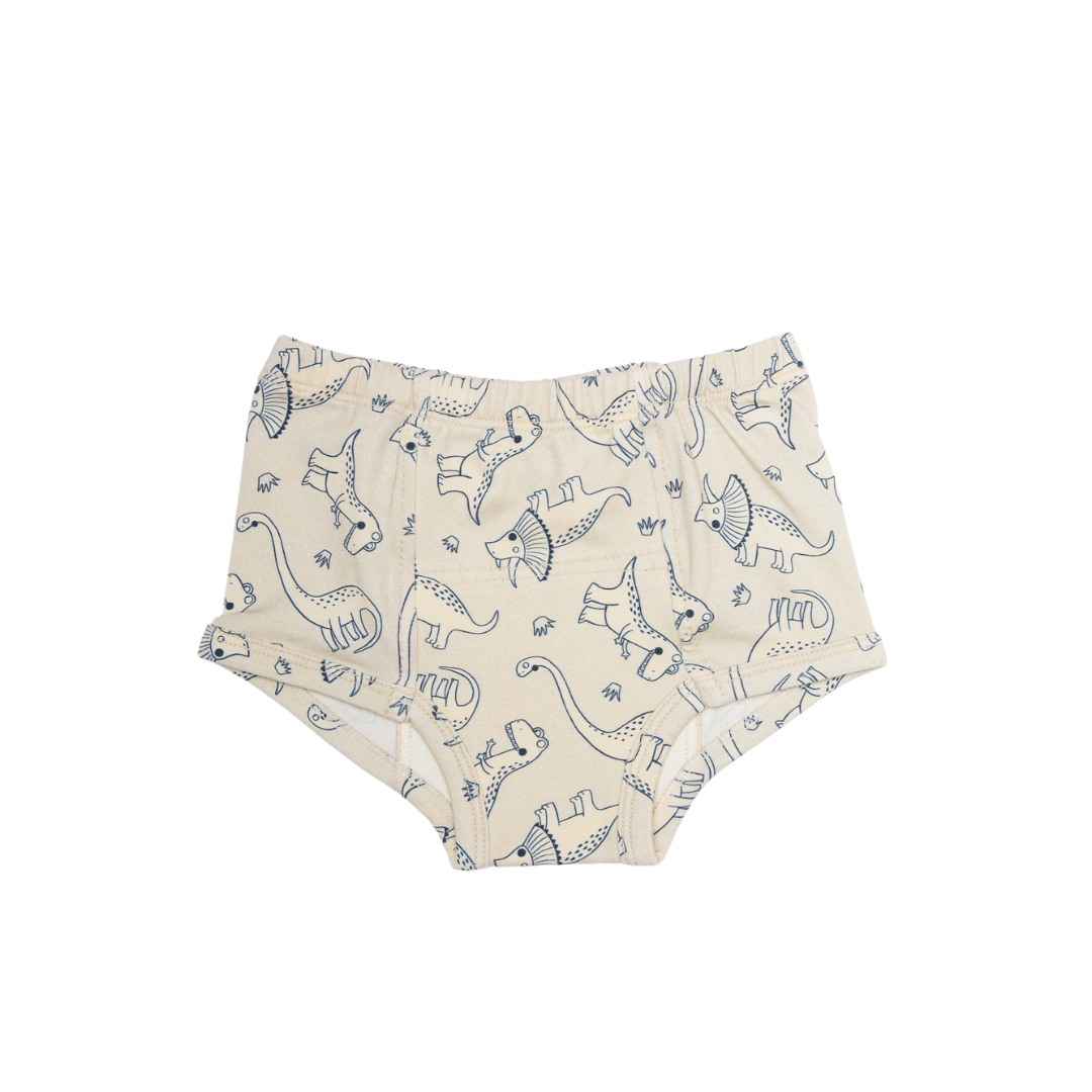 With their unique hand-illustrated designs of dinosaurs, comfortable construction using organic cotton, non toxic sustainable materials, our potty-training underpants seamlessly blend style with functionality while prioritizing the well-being of both our planet and your little ones.